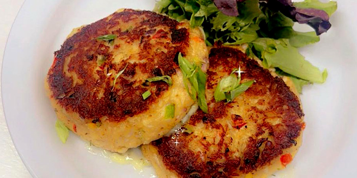 Crab cakes made famous by Oceans Restaurant, the best seafood restaurant on Panama City Beach, FL